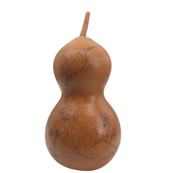 Vintage 1999 Gourd Art Hummingbird & Flower Signed R.S. Folk Art - Picture 3 of 6